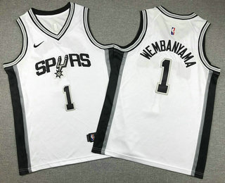 Youth San Antonio Spurs #1 Victor Wembanyama White Icon Swingman Nike Jersey