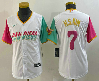 Youth San Diego Padres #7 Ha Seong Kim White 2023 City Connect Cool Base Stitched Jersey