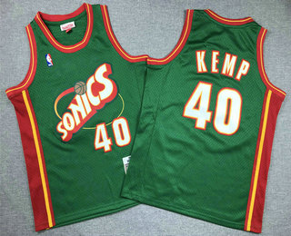 Youth Seattle Supersonics #40 Shawn Kemp 1995-96 Green Hardwood Classics Soul Swingman Throwback Jersey