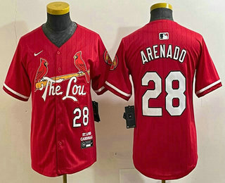 Youth St Louis Cardinals #28 Nolan Arenado Red 2024 City Connect Limited Stitched Baseball Jersey