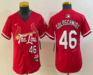 Youth St Louis Cardinals #46 Paul Goldschmidt Red 2024 City Connect Limited Stitched Baseball Jersey