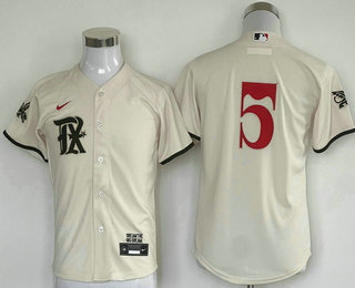 Youth Texas Rangers #5 Corey Seager Cream 2023 City Connect Cool Base Stitched Jersey