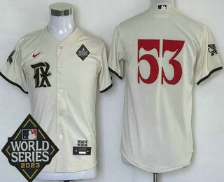 Youth Texas Rangers #53 Adolis Garcia Cream City 2023 World Series Cool Base Jersey