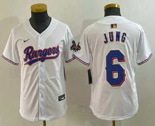 Youth Texas Rangers #6 Josh Jung White 2024 Gold Collection Limited Cool Base Jersey 11