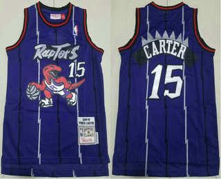 Youth Toronto Raptors #15 Vince Carter 1998-99 Purple Hardwood Classics Soul Swingman Throwback Jersey