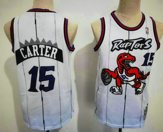Youth Toronto Raptors #15 Vince Carter 1998-99 White Hardwood Classics Soul Swingman Throwback Jersey
