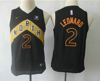 Youth Toronto Raptors #2 Kawhi Leonard Black Nike 2018 NBA Swingman City Edition Jersey