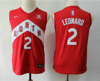 Youth Toronto Raptors #2 Kawhi Leonard Red Nike Swingman 2018 playoffs Earned Edition Stitched Jersey With The Sponsor Logo