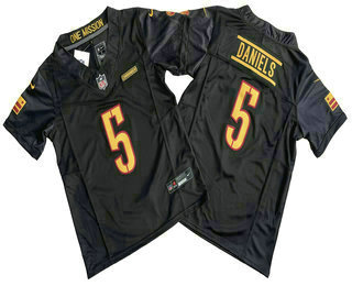 Youth Washington Commanders #5 Jayden Daniels Limited Black FUSE Vapor Jersey