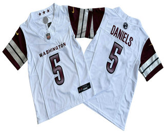 Youth Washington Commanders #5 Jayden Daniels Limited White FUSE Vapor Jersey