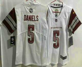 Youth Washington Commanders #5 Jayden Daniels Limited White Vapor Jersey