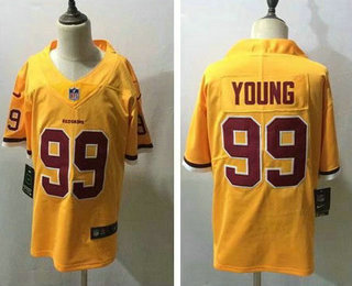 Youth Washington Redskins #99 Chase Young Gold 2020 Color Rush Stitched NFL Nike Limited Jersey